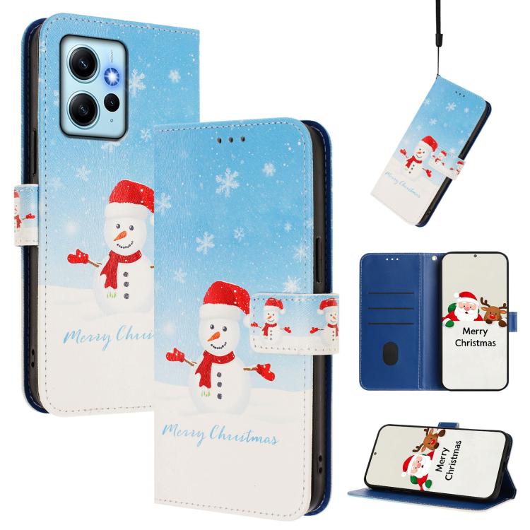 Christmas Series Buckle Leather Phone Case with Hand Strap, For Redmi 12 4G / 5G / Note 12R, For Redmi Note 12T Pro / K50i, For Redmi Note 12 Turbo 5G / Xiaomi Poco F5, For Redmi K60 / K60 Pro, For Redmi Note 11 / 11S / 12S 4G Global                   ...