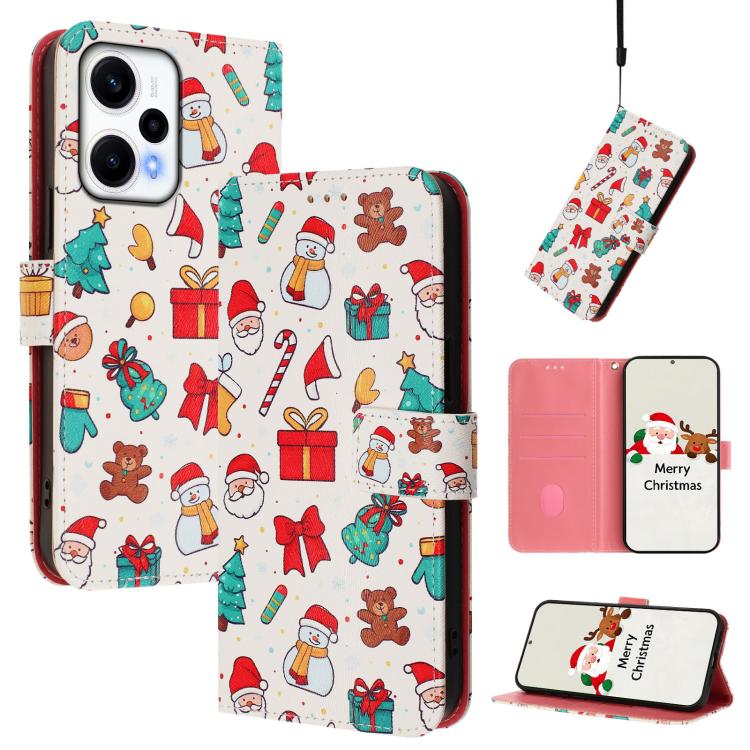 Christmas Series Buckle Leather Phone Case with Hand Strap, For Redmi 12 4G / 5G / Note 12R, For Redmi Note 12T Pro / K50i, For Redmi Note 12 Turbo 5G / Xiaomi Poco F5, For Redmi K60 / K60 Pro, For Redmi Note 11 / 11S / 12S 4G Global                   ...