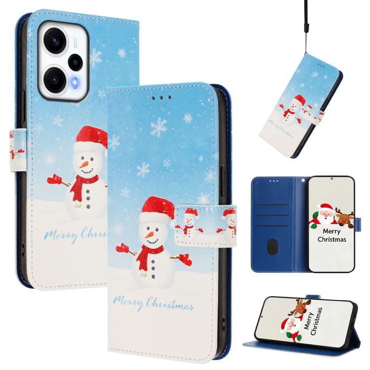 Christmas Series Buckle Leather Phone Case with Hand Strap, For Redmi 12 4G / 5G / Note 12R, For Redmi Note 12T Pro / K50i, For Redmi Note 12 Turbo 5G / Xiaomi Poco F5, For Redmi K60 / K60 Pro, For Redmi Note 11 / 11S / 12S 4G Global                   ...