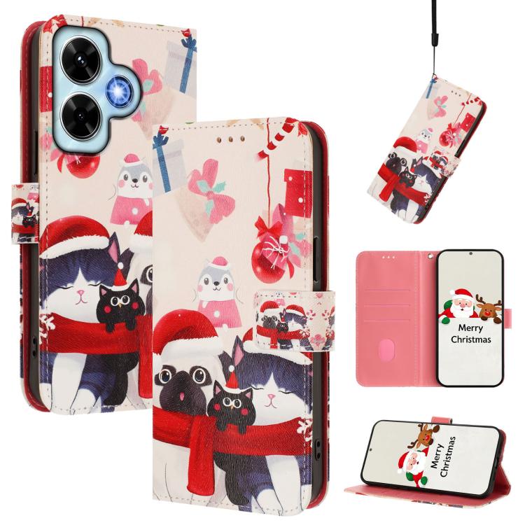 Christmas Series Buckle Leather Phone Case with Hand Strap, For Redmi 14C 4G / A4 5G / 14R 5G / A3 Pro, For Redmi K70 Ultra 5G, For Redmi A3 4G / A3x 4G, For Redmi 13C 4G / 5G / Xiaomi Poco C65 / M6, For Redmi Note 13 4G Global                         ...