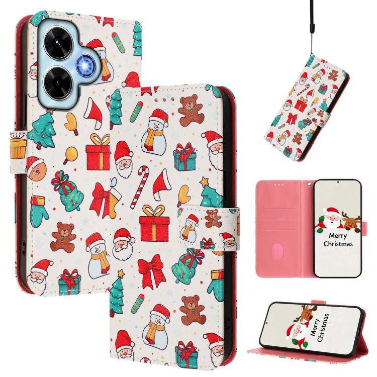 Christmas Series Buckle Leather Phone Case with Hand Strap, For Redmi 14C 4G / A4 5G / 14R 5G / A3 Pro, For Redmi K70 Ultra 5G, For Redmi A3 4G / A3x 4G, For Redmi 13C 4G / 5G / Xiaomi Poco C65 / M6, For Redmi Note 13 4G Global                         ...