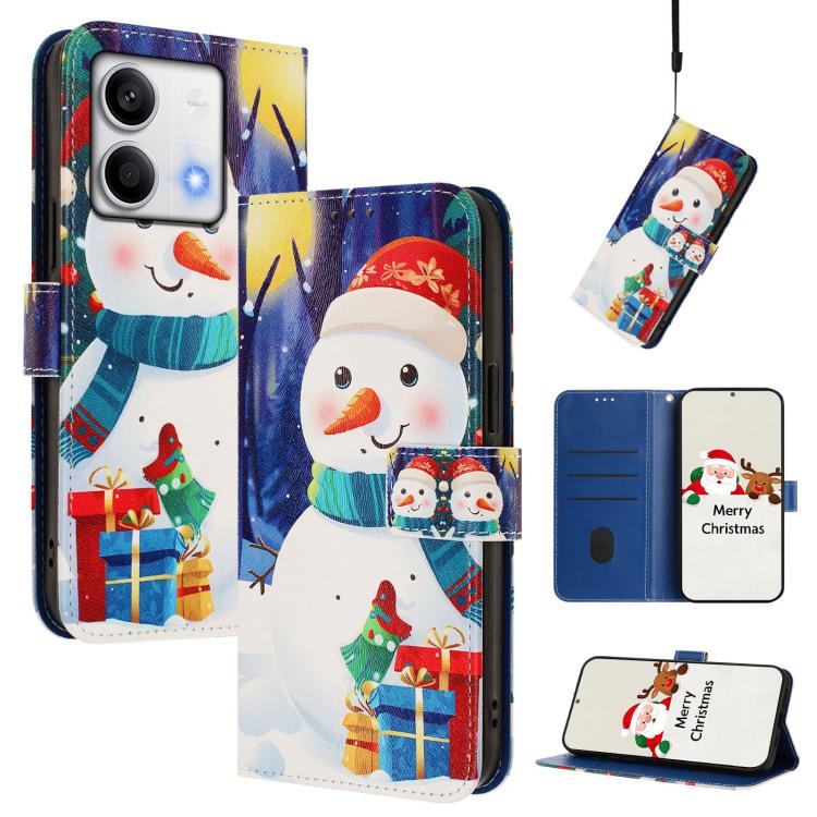 Christmas Series Buckle Leather Phone Case with Hand Strap, For Redmi 14C 4G / A4 5G / 14R 5G / A3 Pro, For Redmi K70 Ultra 5G, For Redmi A3 4G / A3x 4G, For Redmi 13C 4G / 5G / Xiaomi Poco C65 / M6, For Redmi Note 13 4G Global                         ...