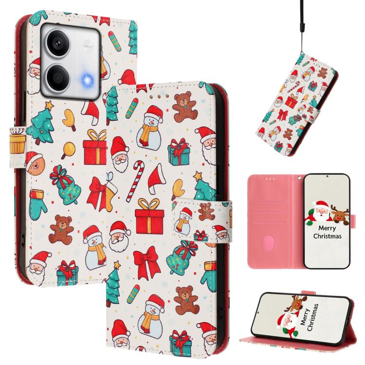 Christmas Series Buckle Leather Phone Case with Hand Strap, For Redmi 14C 4G / A4 5G / 14R 5G / A3 Pro, For Redmi K70 Ultra 5G, For Redmi A3 4G / A3x 4G, For Redmi 13C 4G / 5G / Xiaomi Poco C65 / M6, For Redmi Note 13 4G Global                         ...