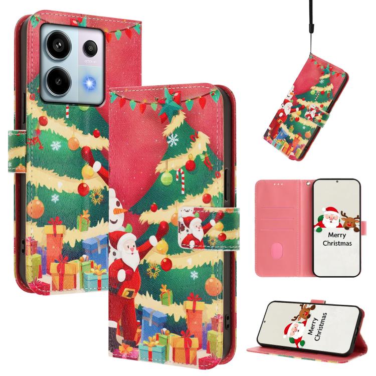 Christmas Series Buckle Leather Phone Case with Hand Strap, For Redmi 14C 4G / A4 5G / 14R 5G / A3 Pro, For Redmi K70 Ultra 5G, For Redmi A3 4G / A3x 4G, For Redmi 13C 4G / 5G / Xiaomi Poco C65 / M6, For Redmi Note 13 4G Global                         ...