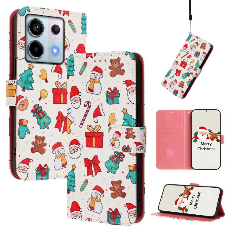 Christmas Series Buckle Leather Phone Case with Hand Strap, For Redmi 14C 4G / A4 5G / 14R 5G / A3 Pro, For Redmi K70 Ultra 5G, For Redmi A3 4G / A3x 4G, For Redmi 13C 4G / 5G / Xiaomi Poco C65 / M6, For Redmi Note 13 4G Global                         ...