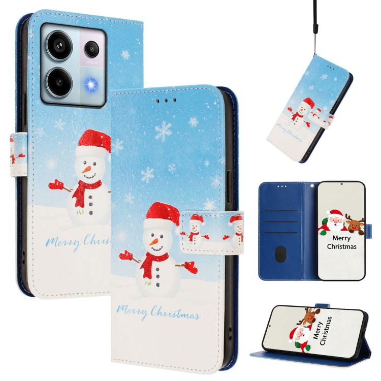 Christmas Series Buckle Leather Phone Case with Hand Strap, For Redmi 14C 4G / A4 5G / 14R 5G / A3 Pro, For Redmi K70 Ultra 5G, For Redmi A3 4G / A3x 4G, For Redmi 13C 4G / 5G / Xiaomi Poco C65 / M6, For Redmi Note 13 4G Global                         ...