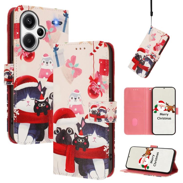 Christmas Series Buckle Leather Phone Case with Hand Strap, For Redmi 14C 4G / A4 5G / 14R 5G / A3 Pro, For Redmi K70 Ultra 5G, For Redmi A3 4G / A3x 4G, For Redmi 13C 4G / 5G / Xiaomi Poco C65 / M6, For Redmi Note 13 4G Global                         ...