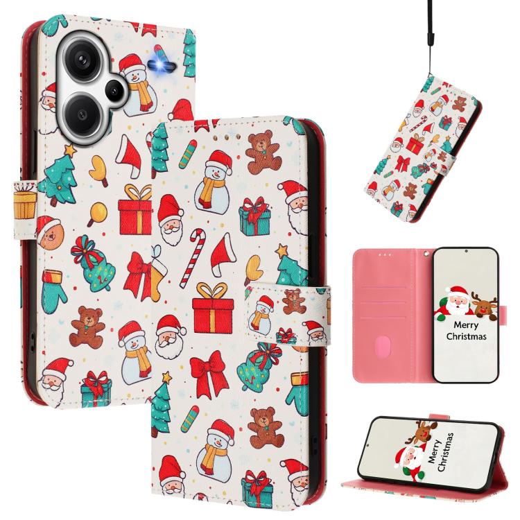 Christmas Series Buckle Leather Phone Case with Hand Strap, For Redmi 14C 4G / A4 5G / 14R 5G / A3 Pro, For Redmi K70 Ultra 5G, For Redmi A3 4G / A3x 4G, For Redmi 13C 4G / 5G / Xiaomi Poco C65 / M6, For Redmi Note 13 4G Global                         ...