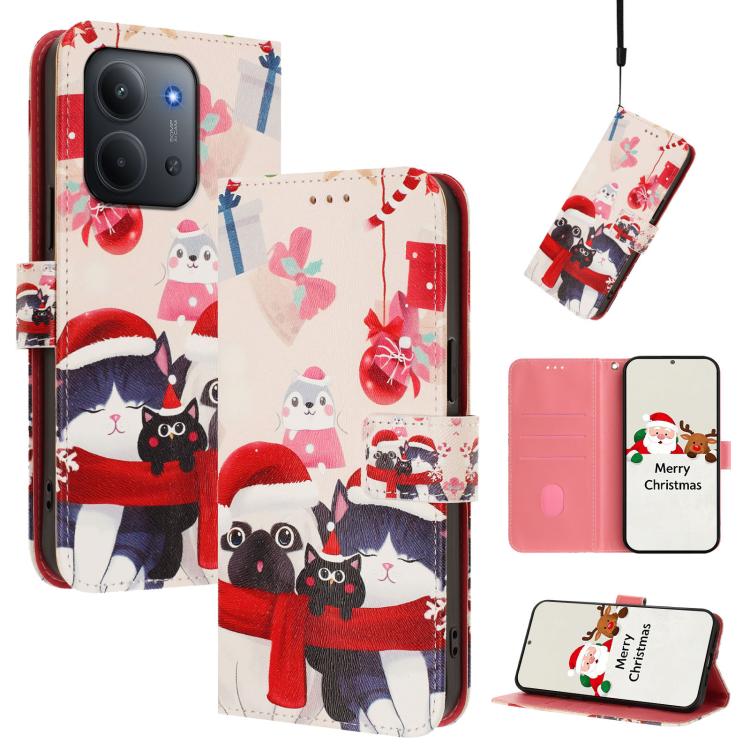 Christmas Series Buckle Leather Phone Case with Hand Strap, For Redmi Note 15 Pro+ 5G 163.3mm/Poco M8 Pro 5G, For Redmi Note 15 5G / 4G 164mm / Poco M8 5G, For Redmi 15C 5G / 4G EU 173mm / Poco C85 5G, For Xiaomi Poco M7 4G 169mm                       ...