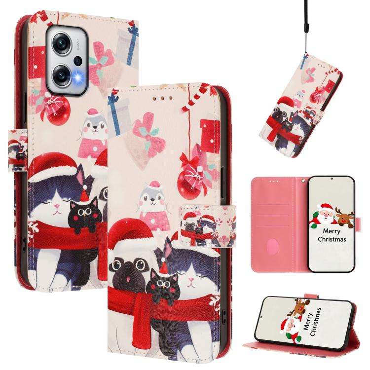 Christmas Series Buckle Leather Phone Case with Hand Strap, For Redmi 12 4G / 5G / Note 12R, For Redmi Note 12T Pro / K50i, For Redmi Note 12 Turbo 5G / Xiaomi Poco F5, For Redmi K60 / K60 Pro, For Redmi Note 11 / 11S / 12S 4G Global                   ...