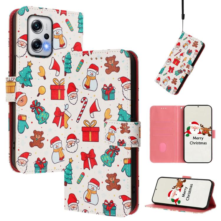 Christmas Series Buckle Leather Phone Case with Hand Strap, For Redmi 12 4G / 5G / Note 12R, For Redmi Note 12T Pro / K50i, For Redmi Note 12 Turbo 5G / Xiaomi Poco F5, For Redmi K60 / K60 Pro, For Redmi Note 11 / 11S / 12S 4G Global                   ...