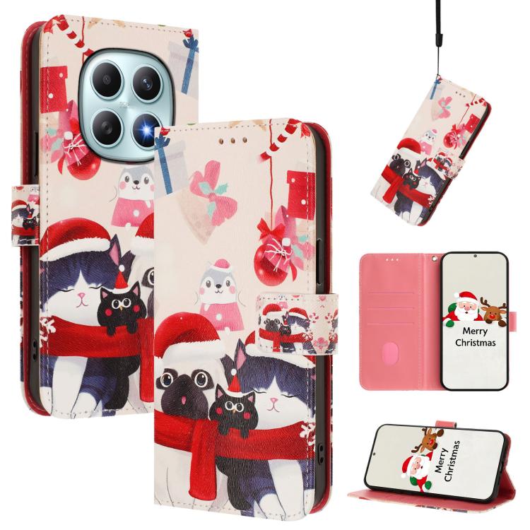 Christmas Series Buckle Leather Phone Case with Hand Strap, For Redmi Note 15 Pro+ 5G 163.3mm/Poco M8 Pro 5G, For Redmi Note 15 5G / 4G 164mm / Poco M8 5G, For Redmi 15C 5G / 4G EU 173mm / Poco C85 5G, For Xiaomi Poco M7 4G 169mm                       ...