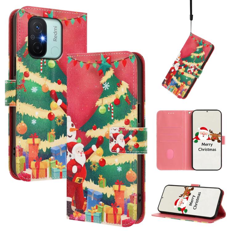 Christmas Series Buckle Leather Phone Case with Hand Strap, For Xiaomi 14 Ultra 5G, For Xiaomi 14 Pro 5G, For Xiaomi 14 5G, For Xiaomi 13T / 13T Pro / Redmi K60 Ultra 5G, For Xiaomi 13 Ultra, For Xiaomi Civi 3 5G, For Xiaomi Poco C55 / Redmi 11A       ...