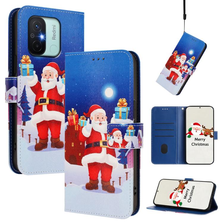 Christmas Series Buckle Leather Phone Case with Hand Strap, For Xiaomi 14 Ultra 5G, For Xiaomi 14 Pro 5G, For Xiaomi 14 5G, For Xiaomi 13T / 13T Pro / Redmi K60 Ultra 5G, For Xiaomi 13 Ultra, For Xiaomi Civi 3 5G, For Xiaomi Poco C55 / Redmi 11A       ...