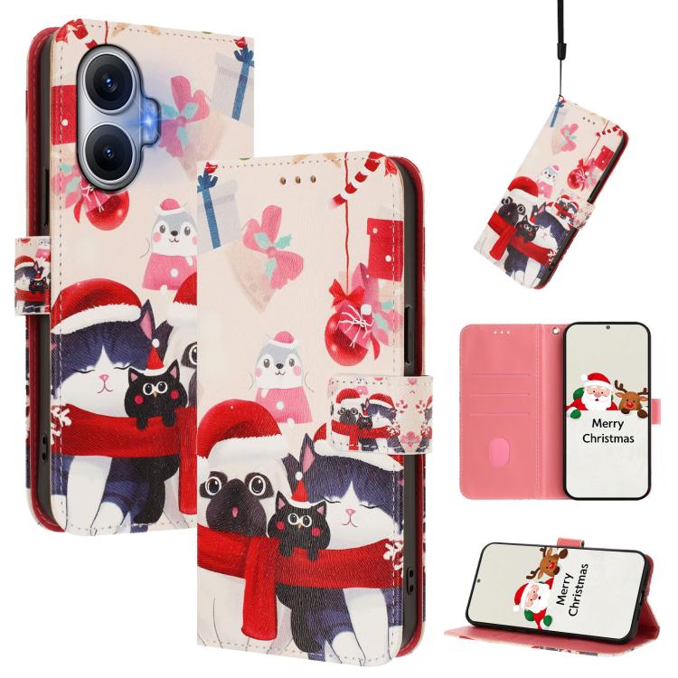 Christmas Series Buckle Leather Phone Case with Hand Strap, For Xiaomi 15T Pro 5G, For Xiaomi 15T 5G, For Xiaomi 15S Pro 5G, For Xiaomi Poco F7 / Redmi Turbo 4 Pro, For Xiaomi Poco F7 Ultra / Redmi K80 Pro, For Xiaomi Poco F7 Pro / Redmi K80           ...