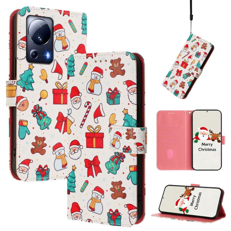 Christmas Series Buckle Leather Phone Case with Hand Strap, For Xiaomi 14 Ultra 5G, For Xiaomi 14 Pro 5G, For Xiaomi 14 5G, For Xiaomi 13T / 13T Pro / Redmi K60 Ultra 5G, For Xiaomi 13 Ultra, For Xiaomi Civi 3 5G, For Xiaomi Poco C55 / Redmi 11A       ...