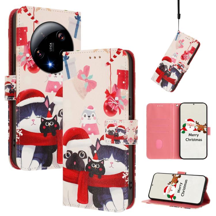 Christmas Series Buckle Leather Phone Case with Hand Strap, For Xiaomi 14 Ultra 5G, For Xiaomi 14 Pro 5G, For Xiaomi 14 5G, For Xiaomi 13T / 13T Pro / Redmi K60 Ultra 5G, For Xiaomi 13 Ultra, For Xiaomi Civi 3 5G, For Xiaomi Poco C55 / Redmi 11A       ...