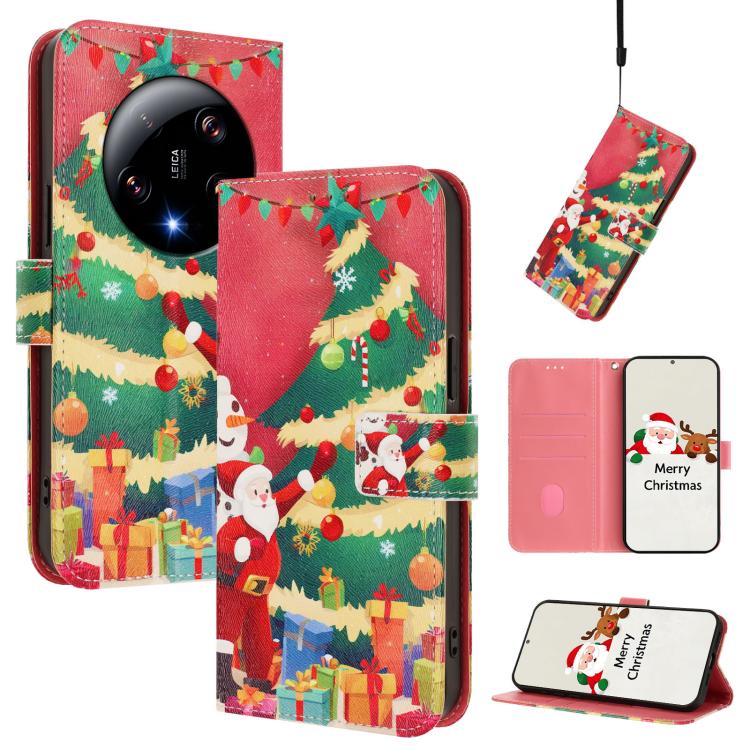 Christmas Series Buckle Leather Phone Case with Hand Strap, For Xiaomi 14 Ultra 5G, For Xiaomi 14 Pro 5G, For Xiaomi 14 5G, For Xiaomi 13T / 13T Pro / Redmi K60 Ultra 5G, For Xiaomi 13 Ultra, For Xiaomi Civi 3 5G, For Xiaomi Poco C55 / Redmi 11A       ...