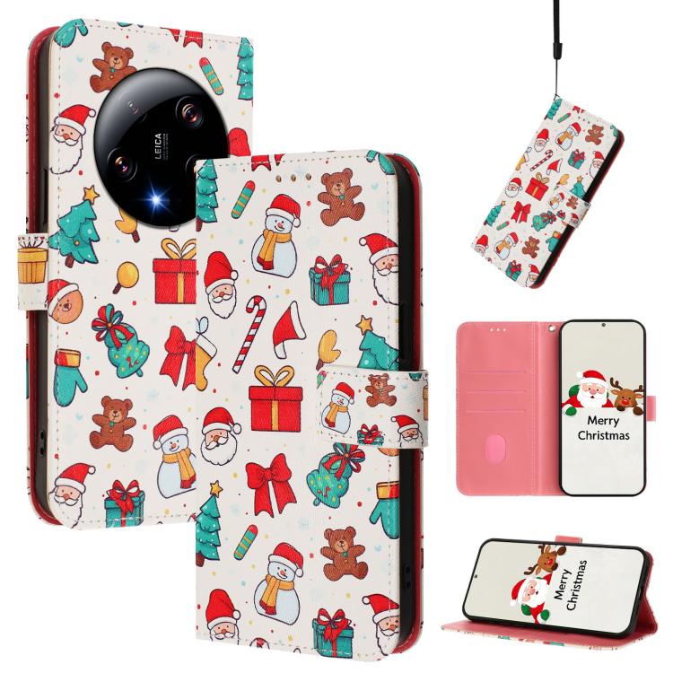 Christmas Series Buckle Leather Phone Case with Hand Strap, For Xiaomi 14 Ultra 5G, For Xiaomi 14 Pro 5G, For Xiaomi 14 5G, For Xiaomi 13T / 13T Pro / Redmi K60 Ultra 5G, For Xiaomi 13 Ultra, For Xiaomi Civi 3 5G, For Xiaomi Poco C55 / Redmi 11A       ...