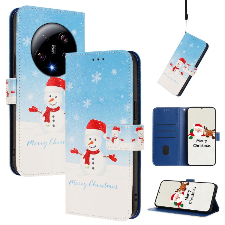 Christmas Series Buckle Leather Phone Case with Hand Strap, For Xiaomi 14 Ultra 5G, For Xiaomi 14 Pro 5G, For Xiaomi 14 5G, For Xiaomi 13T / 13T Pro / Redmi K60 Ultra 5G, For Xiaomi 13 Ultra, For Xiaomi Civi 3 5G, For Xiaomi Poco C55 / Redmi 11A       ...