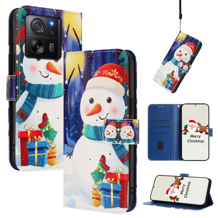 Christmas Series Buckle Leather Phone Case with Hand Strap, For Xiaomi 14 Ultra 5G, For Xiaomi 14 Pro 5G, For Xiaomi 14 5G, For Xiaomi 13T / 13T Pro / Redmi K60 Ultra 5G, For Xiaomi 13 Ultra, For Xiaomi Civi 3 5G, For Xiaomi Poco C55 / Redmi 11A       ...