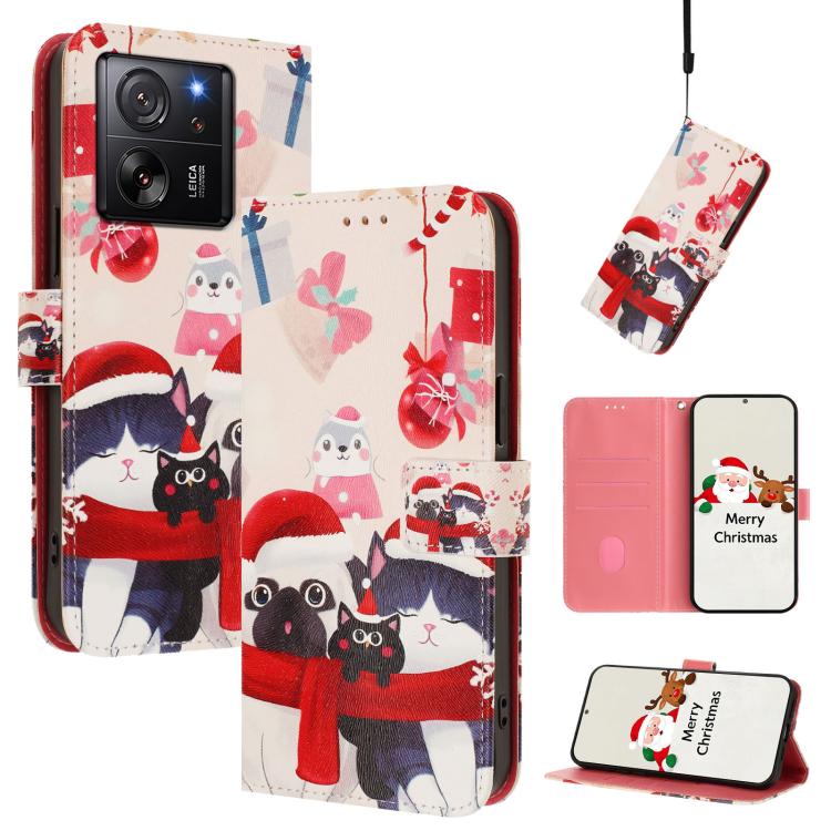 Christmas Series Buckle Leather Phone Case with Hand Strap, For Xiaomi 14 Ultra 5G, For Xiaomi 14 Pro 5G, For Xiaomi 14 5G, For Xiaomi 13T / 13T Pro / Redmi K60 Ultra 5G, For Xiaomi 13 Ultra, For Xiaomi Civi 3 5G, For Xiaomi Poco C55 / Redmi 11A       ...