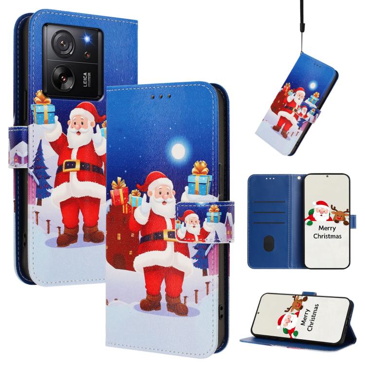 Christmas Series Buckle Leather Phone Case with Hand Strap, For Xiaomi 14 Ultra 5G, For Xiaomi 14 Pro 5G, For Xiaomi 14 5G, For Xiaomi 13T / 13T Pro / Redmi K60 Ultra 5G, For Xiaomi 13 Ultra, For Xiaomi Civi 3 5G, For Xiaomi Poco C55 / Redmi 11A       ...