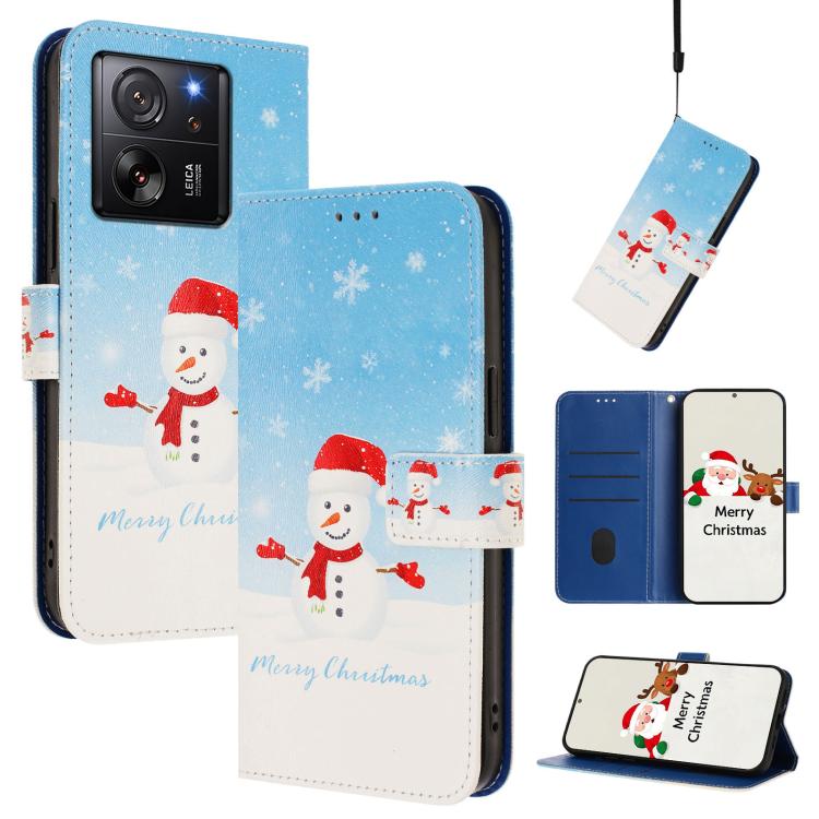 Christmas Series Buckle Leather Phone Case with Hand Strap, For Xiaomi 14 Ultra 5G, For Xiaomi 14 Pro 5G, For Xiaomi 14 5G, For Xiaomi 13T / 13T Pro / Redmi K60 Ultra 5G, For Xiaomi 13 Ultra, For Xiaomi Civi 3 5G, For Xiaomi Poco C55 / Redmi 11A       ...