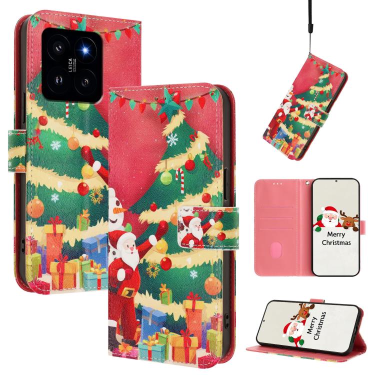 Christmas Series Buckle Leather Phone Case with Hand Strap, For Xiaomi 14 Ultra 5G, For Xiaomi 14 Pro 5G, For Xiaomi 14 5G, For Xiaomi 13T / 13T Pro / Redmi K60 Ultra 5G, For Xiaomi 13 Ultra, For Xiaomi Civi 3 5G, For Xiaomi Poco C55 / Redmi 11A       ...