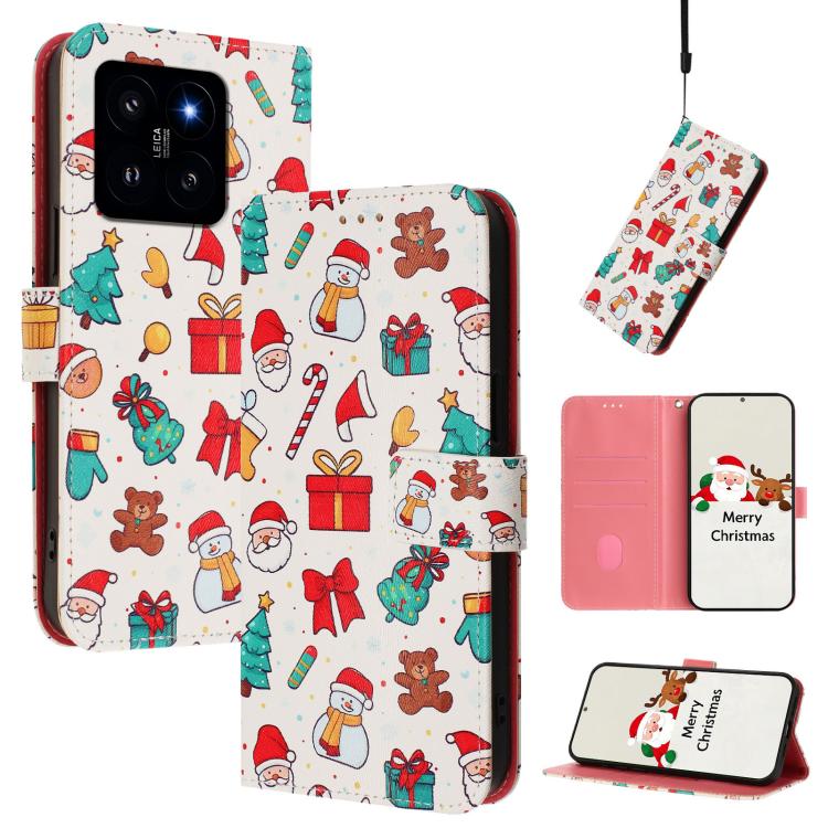 Christmas Series Buckle Leather Phone Case with Hand Strap, For Xiaomi 14 Ultra 5G, For Xiaomi 14 Pro 5G, For Xiaomi 14 5G, For Xiaomi 13T / 13T Pro / Redmi K60 Ultra 5G, For Xiaomi 13 Ultra, For Xiaomi Civi 3 5G, For Xiaomi Poco C55 / Redmi 11A       ...