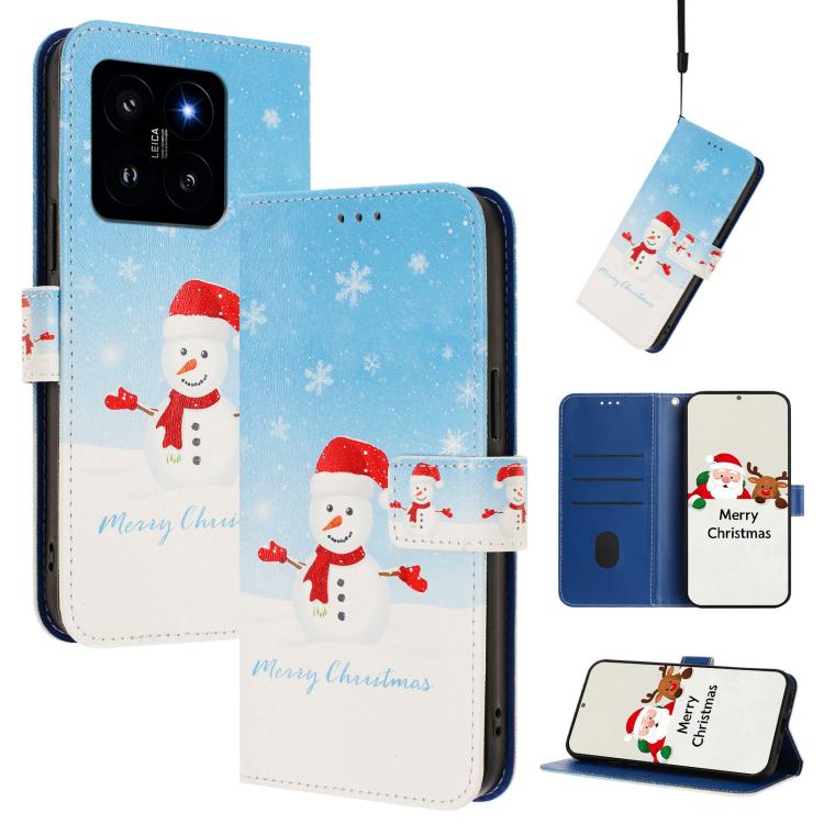 Christmas Series Buckle Leather Phone Case with Hand Strap, For Xiaomi 14 Ultra 5G, For Xiaomi 14 Pro 5G, For Xiaomi 14 5G, For Xiaomi 13T / 13T Pro / Redmi K60 Ultra 5G, For Xiaomi 13 Ultra, For Xiaomi Civi 3 5G, For Xiaomi Poco C55 / Redmi 11A       ...