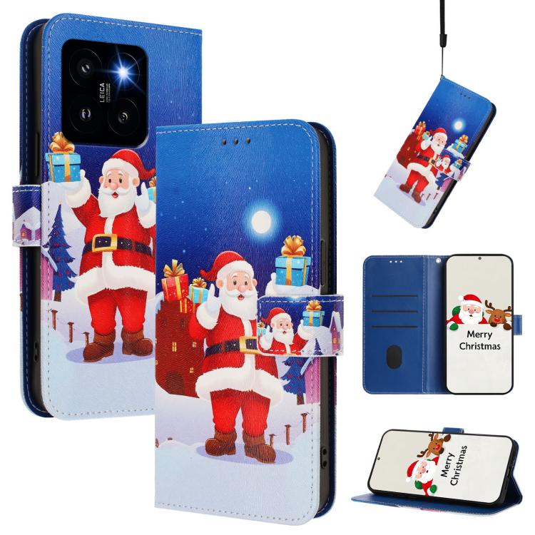 Christmas Series Buckle Leather Phone Case with Hand Strap, For Xiaomi 14 Ultra 5G, For Xiaomi 14 Pro 5G, For Xiaomi 14 5G, For Xiaomi 13T / 13T Pro / Redmi K60 Ultra 5G, For Xiaomi 13 Ultra, For Xiaomi Civi 3 5G, For Xiaomi Poco C55 / Redmi 11A       ...