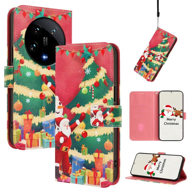Christmas Series Buckle Leather Phone Case with Hand Strap, For Xiaomi 14 Ultra 5G, For Xiaomi 14 Pro 5G, For Xiaomi 14 5G, For Xiaomi 13T / 13T Pro / Redmi K60 Ultra 5G, For Xiaomi 13 Ultra, For Xiaomi Civi 3 5G, For Xiaomi Poco C55 / Redmi 11A       ...