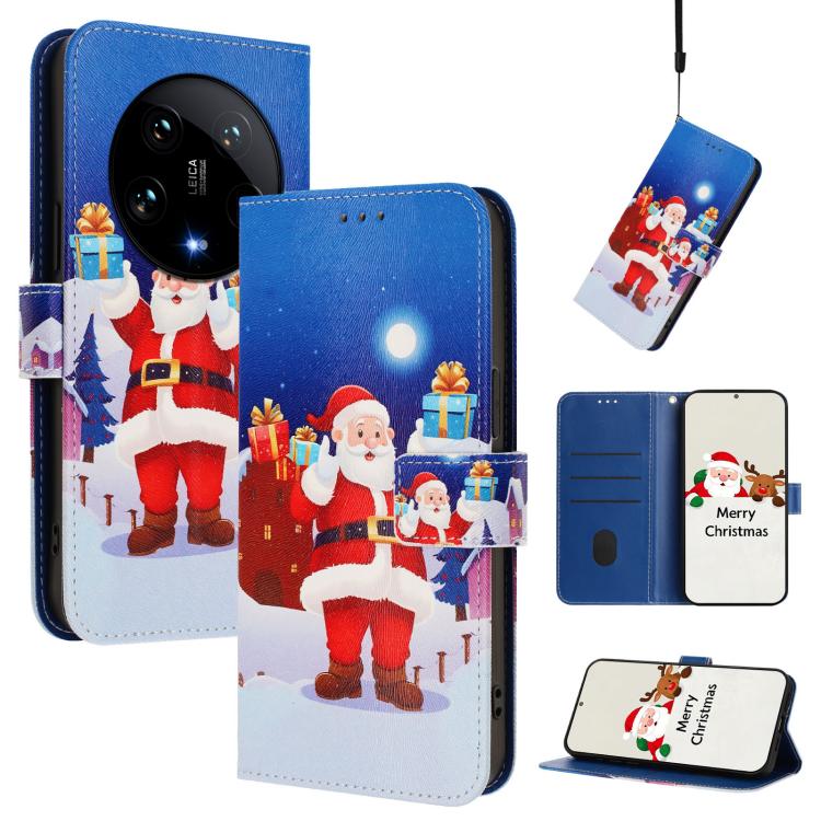 Christmas Series Buckle Leather Phone Case with Hand Strap, For Xiaomi 14 Ultra 5G, For Xiaomi 14 Pro 5G, For Xiaomi 14 5G, For Xiaomi 13T / 13T Pro / Redmi K60 Ultra 5G, For Xiaomi 13 Ultra, For Xiaomi Civi 3 5G, For Xiaomi Poco C55 / Redmi 11A       ...