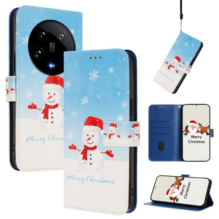 Christmas Series Buckle Leather Phone Case with Hand Strap, For Xiaomi 14 Ultra 5G, For Xiaomi 14 Pro 5G, For Xiaomi 14 5G, For Xiaomi 13T / 13T Pro / Redmi K60 Ultra 5G, For Xiaomi 13 Ultra, For Xiaomi Civi 3 5G, For Xiaomi Poco C55 / Redmi 11A       ...