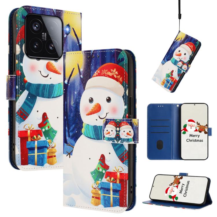 Christmas Series Buckle Leather Phone Case with Hand Strap, For Xiaomi 15 Pro, For Xiaomi 15, For Xiaomi 14T Pro 5G, For Xiaomi 14T 5G, For Xiaomi Poco F6 5G, For Xiaomi Poco F6 Pro 5G, For Xiaomi Poco X6 Neo 5G, For Xiaomi Poco X6 Pro