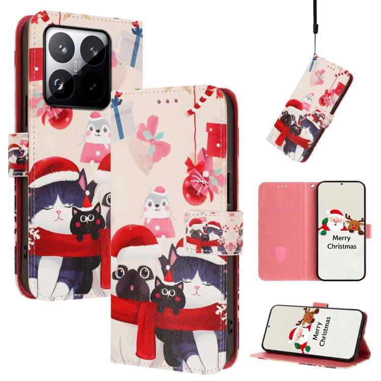 Christmas Series Buckle Leather Phone Case with Hand Strap, For Xiaomi 15T Pro 5G, For Xiaomi 15T 5G, For Xiaomi 15S Pro 5G, For Xiaomi Poco F7 / Redmi Turbo 4 Pro, For Xiaomi Poco F7 Ultra / Redmi K80 Pro, For Xiaomi Poco F7 Pro / Redmi K80           ...