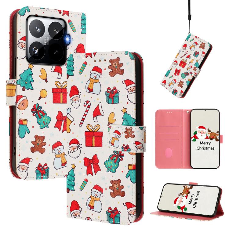 Christmas Series Buckle Leather Phone Case with Hand Strap, For Xiaomi 15T Pro 5G, For Xiaomi 15T 5G, For Xiaomi 15S Pro 5G, For Xiaomi Poco F7 / Redmi Turbo 4 Pro, For Xiaomi Poco F7 Ultra / Redmi K80 Pro, For Xiaomi Poco F7 Pro / Redmi K80           ...