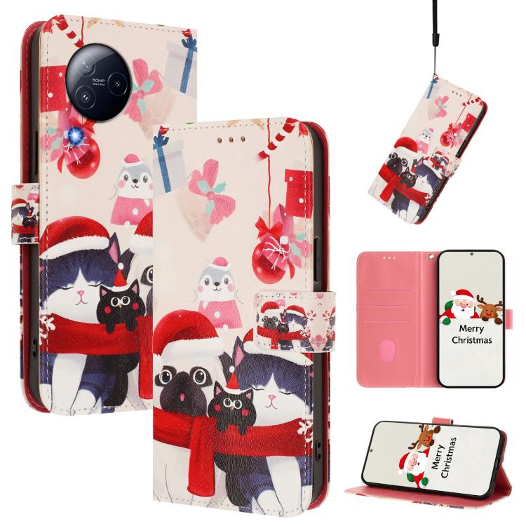 Christmas Series Buckle Leather Phone Case with Hand Strap, For Xiaomi 14 Ultra 5G, For Xiaomi 14 Pro 5G, For Xiaomi 14 5G, For Xiaomi 13T / 13T Pro / Redmi K60 Ultra 5G, For Xiaomi 13 Ultra, For Xiaomi Civi 3 5G, For Xiaomi Poco C55 / Redmi 11A       ...