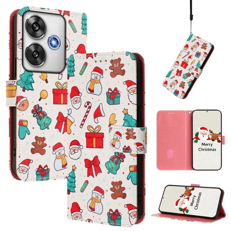 Christmas Series Buckle Leather Phone Case with Hand Strap, For Xiaomi 15 Pro, For Xiaomi 15, For Xiaomi 14T Pro 5G, For Xiaomi 14T 5G, For Xiaomi Poco F6 5G, For Xiaomi Poco F6 Pro 5G, For Xiaomi Poco X6 Neo 5G, For Xiaomi Poco X6 Pro