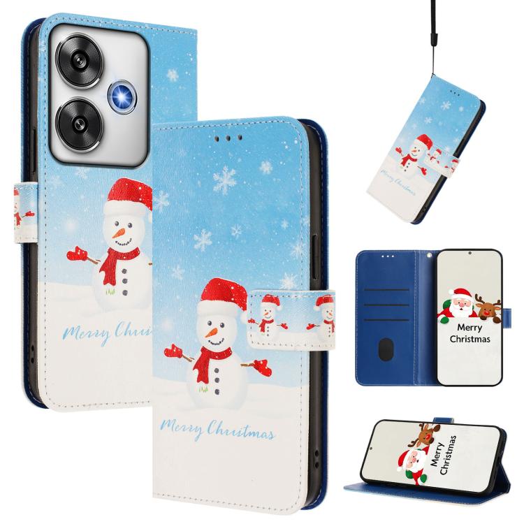 Christmas Series Buckle Leather Phone Case with Hand Strap, For Xiaomi 15 Pro, For Xiaomi 15, For Xiaomi 14T Pro 5G, For Xiaomi 14T 5G, For Xiaomi Poco F6 5G, For Xiaomi Poco F6 Pro 5G, For Xiaomi Poco X6 Neo 5G, For Xiaomi Poco X6 Pro