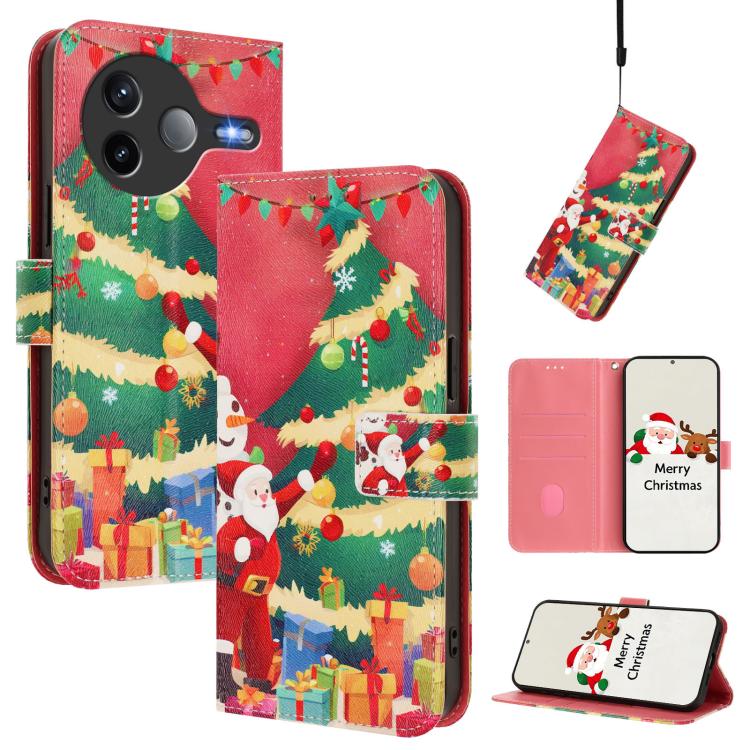 Christmas Series Buckle Leather Phone Case with Hand Strap, For Xiaomi 15T Pro 5G, For Xiaomi 15T 5G, For Xiaomi 15S Pro 5G, For Xiaomi Poco F7 / Redmi Turbo 4 Pro, For Xiaomi Poco F7 Ultra / Redmi K80 Pro, For Xiaomi Poco F7 Pro / Redmi K80           ...