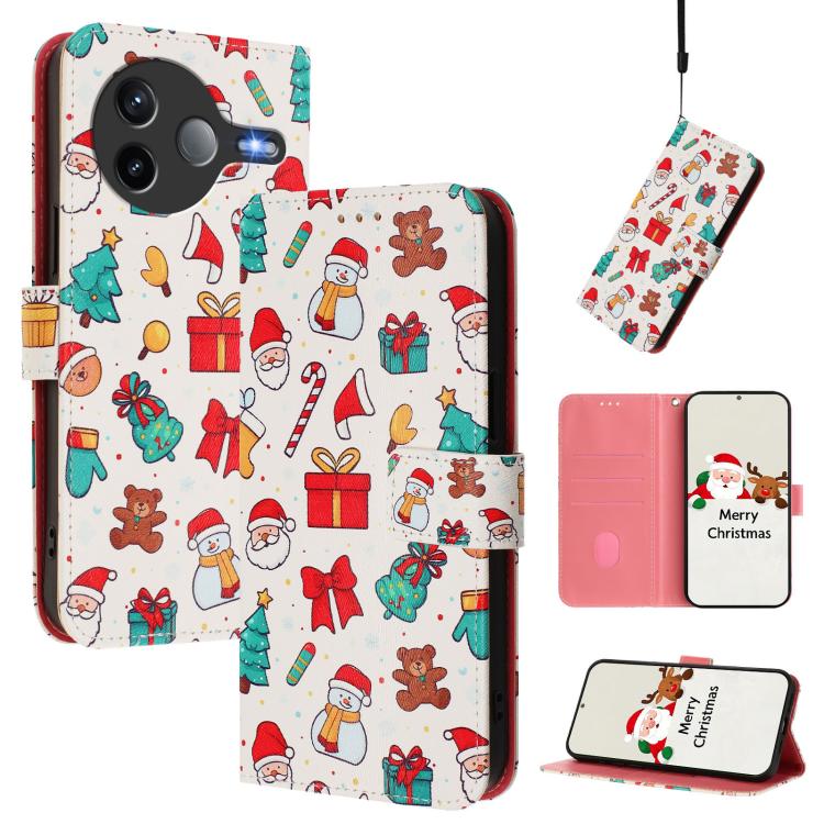 Christmas Series Buckle Leather Phone Case with Hand Strap, For Xiaomi 15T Pro 5G, For Xiaomi 15T 5G, For Xiaomi 15S Pro 5G, For Xiaomi Poco F7 / Redmi Turbo 4 Pro, For Xiaomi Poco F7 Ultra / Redmi K80 Pro, For Xiaomi Poco F7 Pro / Redmi K80           ...