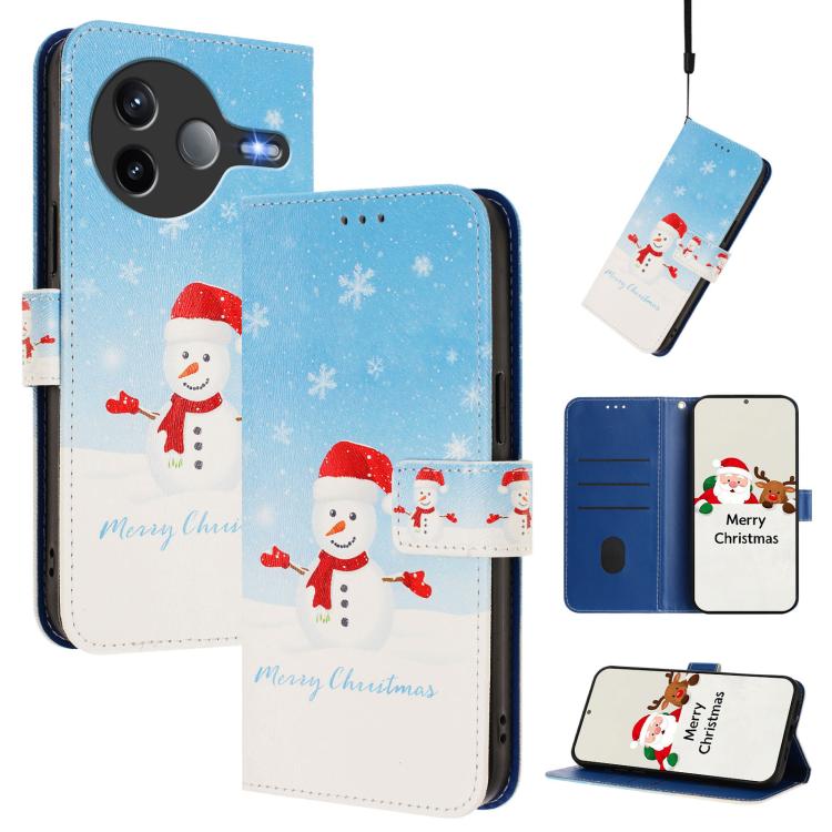 Christmas Series Buckle Leather Phone Case with Hand Strap, For Xiaomi 15T Pro 5G, For Xiaomi 15T 5G, For Xiaomi 15S Pro 5G, For Xiaomi Poco F7 / Redmi Turbo 4 Pro, For Xiaomi Poco F7 Ultra / Redmi K80 Pro, For Xiaomi Poco F7 Pro / Redmi K80           ...