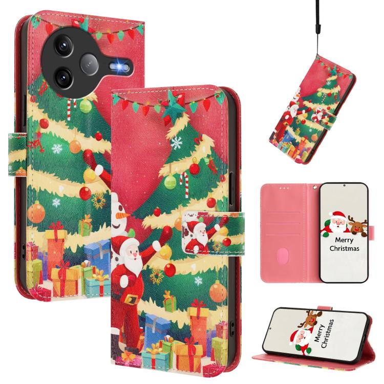 Christmas Series Buckle Leather Phone Case with Hand Strap, For Xiaomi 15T Pro 5G, For Xiaomi 15T 5G, For Xiaomi 15S Pro 5G, For Xiaomi Poco F7 / Redmi Turbo 4 Pro, For Xiaomi Poco F7 Ultra / Redmi K80 Pro, For Xiaomi Poco F7 Pro / Redmi K80           ...
