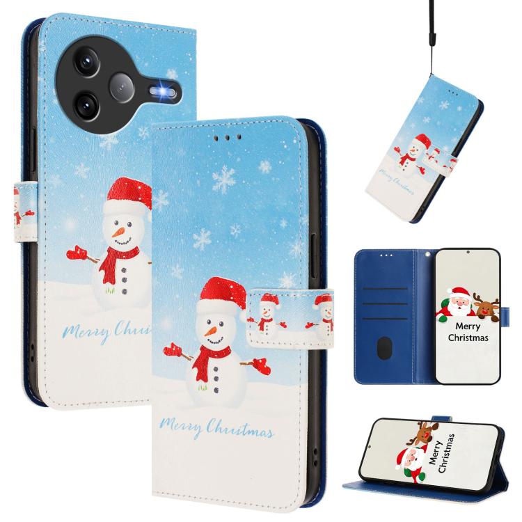 Christmas Series Buckle Leather Phone Case with Hand Strap, For Xiaomi 15T Pro 5G, For Xiaomi 15T 5G, For Xiaomi 15S Pro 5G, For Xiaomi Poco F7 / Redmi Turbo 4 Pro, For Xiaomi Poco F7 Ultra / Redmi K80 Pro, For Xiaomi Poco F7 Pro / Redmi K80           ...