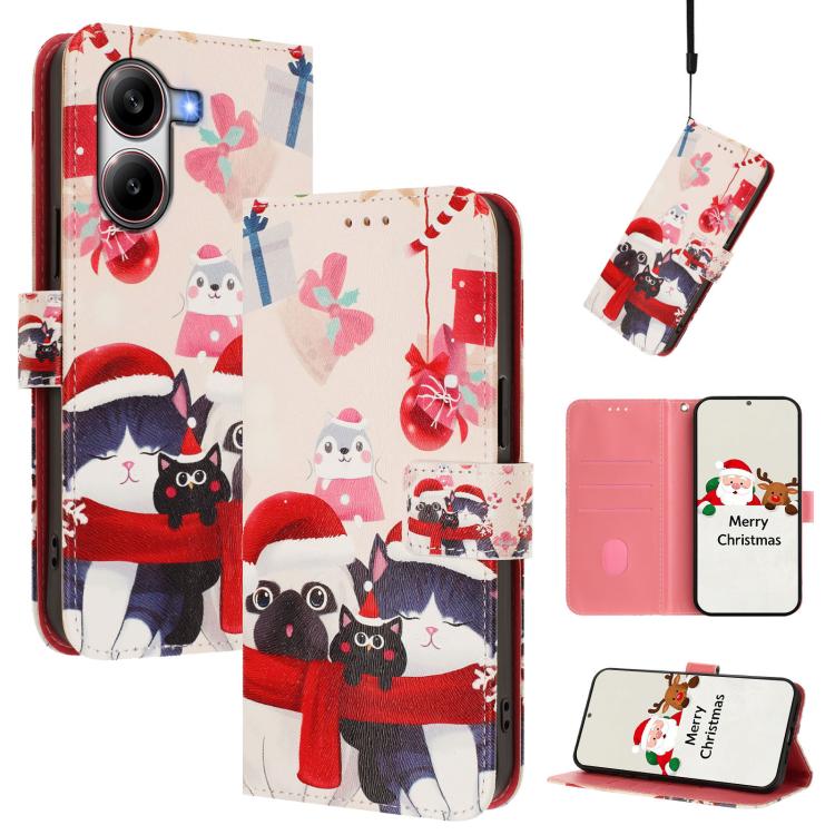 Christmas Series Buckle Leather Phone Case with Hand Strap, For Xiaomi 15T Pro 5G, For Xiaomi 15T 5G, For Xiaomi 15S Pro 5G, For Xiaomi Poco F7 / Redmi Turbo 4 Pro, For Xiaomi Poco F7 Ultra / Redmi K80 Pro, For Xiaomi Poco F7 Pro / Redmi K80           ...