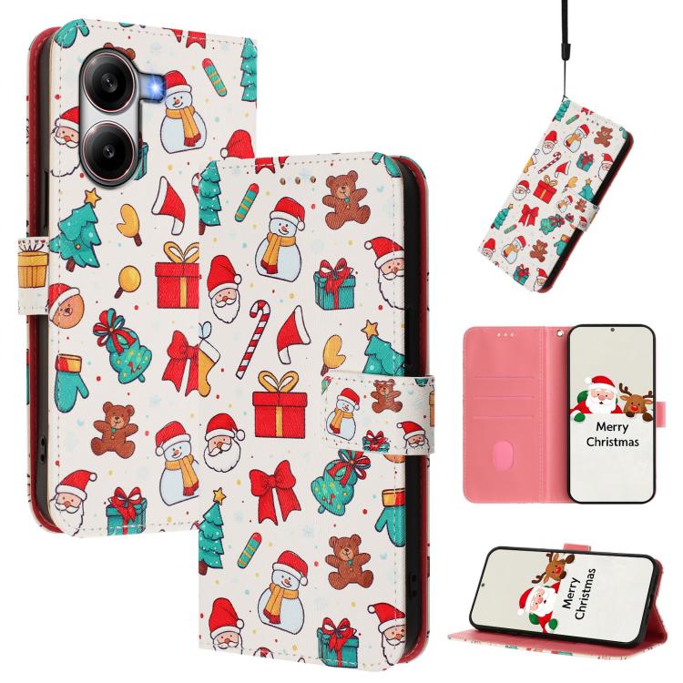 Christmas Series Buckle Leather Phone Case with Hand Strap, For Xiaomi 15T Pro 5G, For Xiaomi 15T 5G, For Xiaomi 15S Pro 5G, For Xiaomi Poco F7 / Redmi Turbo 4 Pro, For Xiaomi Poco F7 Ultra / Redmi K80 Pro, For Xiaomi Poco F7 Pro / Redmi K80           ...