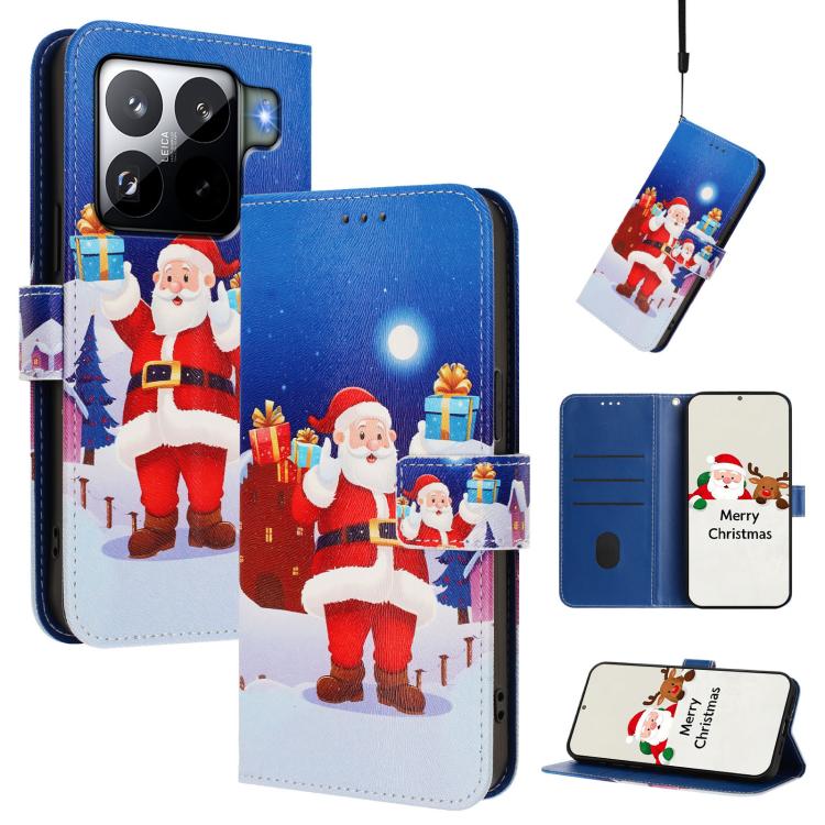 Christmas Series Buckle Leather Phone Case with Hand Strap, For Xiaomi 15T Pro 5G, For Xiaomi 15T 5G, For Xiaomi 15S Pro 5G, For Xiaomi Poco F7 / Redmi Turbo 4 Pro, For Xiaomi Poco F7 Ultra / Redmi K80 Pro, For Xiaomi Poco F7 Pro / Redmi K80           ...