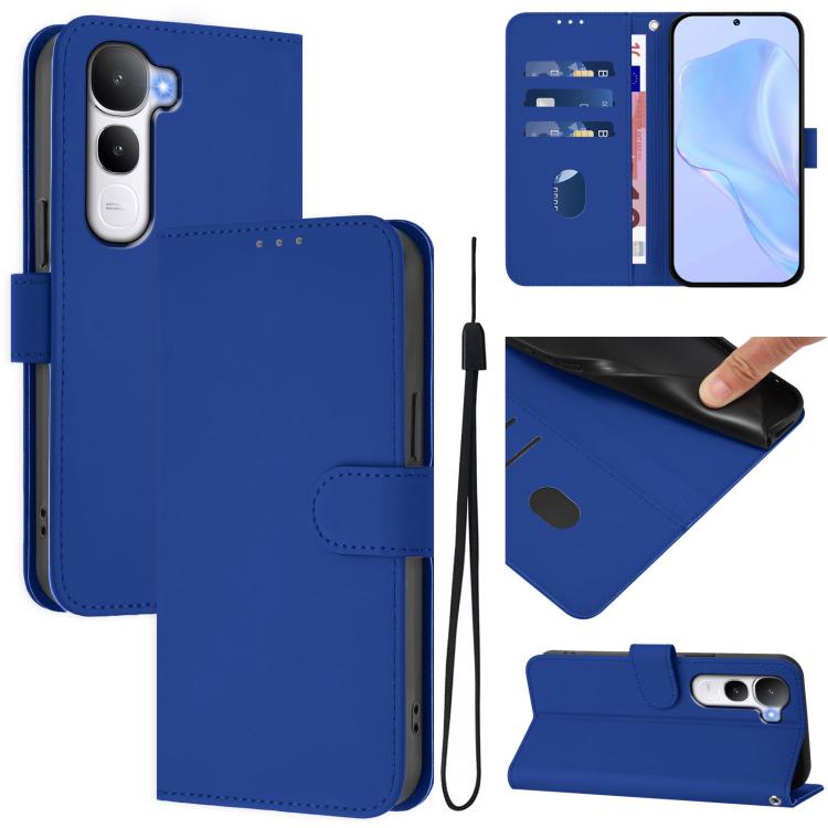 Skin Feel Solid Color Leather Phone Case with Lanyard, For vivo V60 Lite 5G Global, For vivo Y400 5G Global